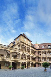 Courtyard of the old castle decorated with arcades, stuttgart, germany