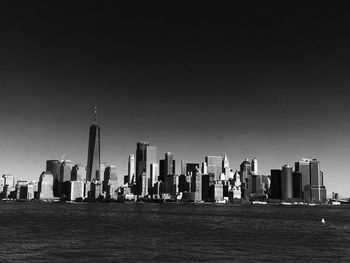 View of skyscrapers against clear sky