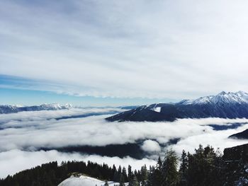 High angle view of clouds over mountain