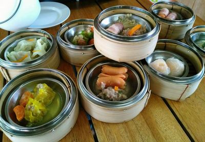 High angle view of food on table