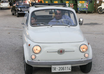 View of vintage car on road