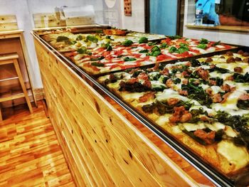 Close-up of pizza on table