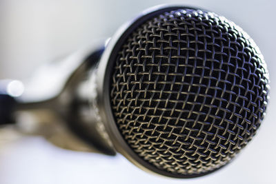 Close-up of microphone in studio