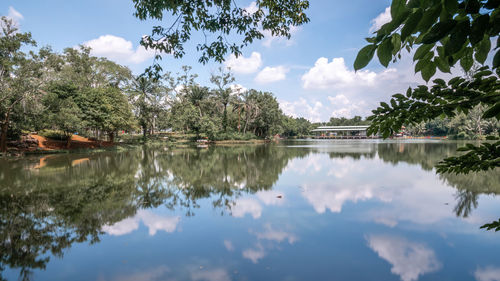 Scenic view of lake against sky