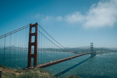 View of suspension bridge against sky