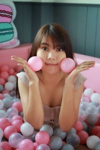 Portrait of a girl holding ice cream