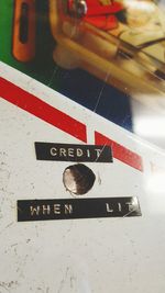 Close-up of information sign