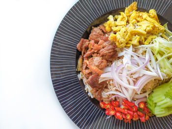 High angle view of meal served in plate