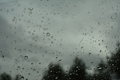 Full frame shot of raindrops on window