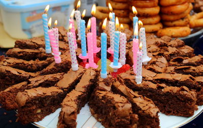 Close-up of cut birthday cake