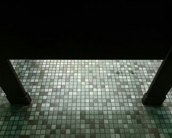 High angle view of tiled floor
