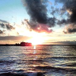 Scenic view of sea at sunset