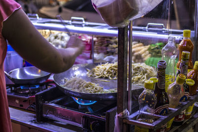 High angle view of people at market stall