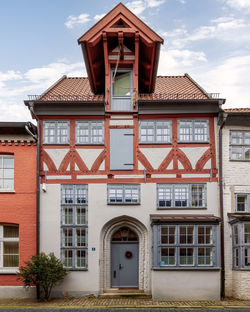 Beautiful ciytscape with medieval colorful architecture in lüneburg, lower saxony, germany