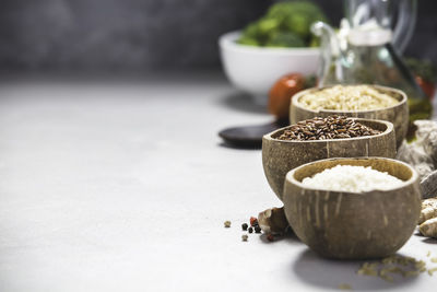 Close-up of ice cream in bowl on table