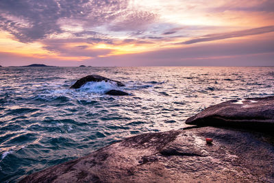 Scenic view of sea at sunset