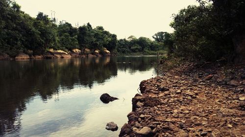 Scenic view of lake against sky