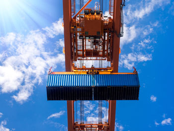 Low angle view of built structure against blue sky