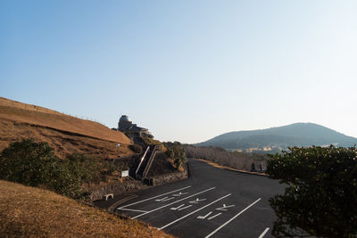 Scenic view of mountains against clear sky