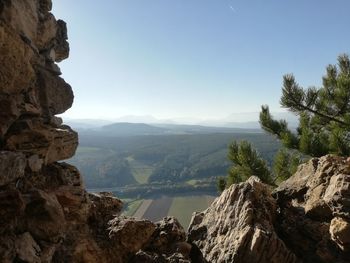 Scenic view of mountains against clear sky