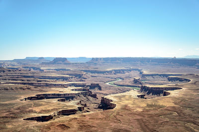 Aerial view of landscape against clear sky