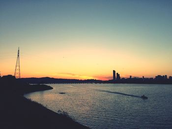 Scenic view of sea at sunset