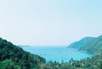 Scenic view of sea against clear sky