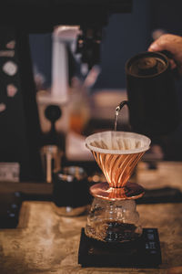 Close-up of coffee on table