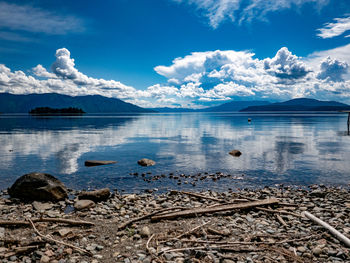 Scenic view of lake against sky