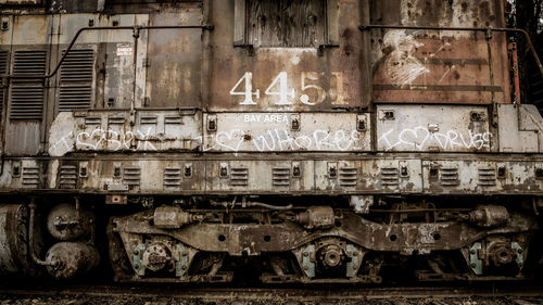 Abandoned train on railroad track