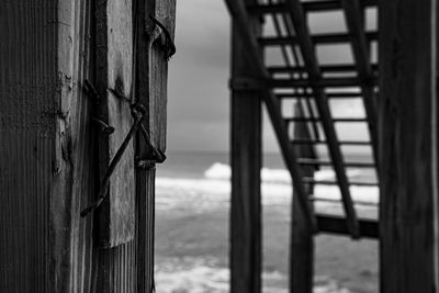 Close-up of old wooden door of building