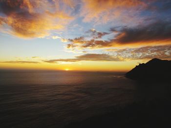 View of sunset over sea