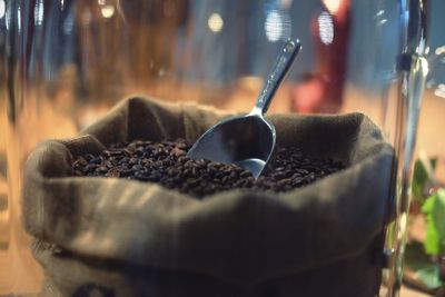 Close-up of coffee in container