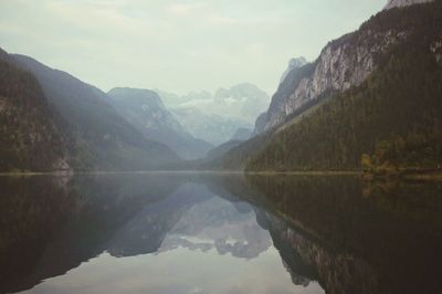 Reflection of mountain range in lake