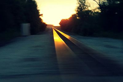 Empty road along trees