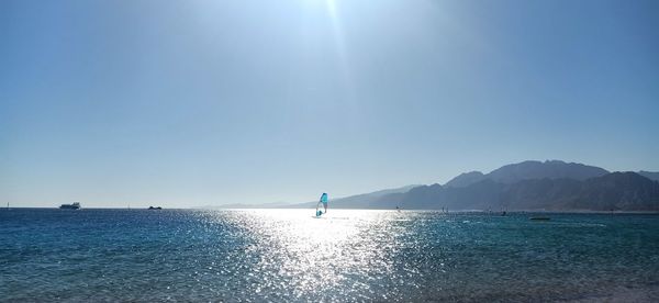 Scenic view of sea against clear sky