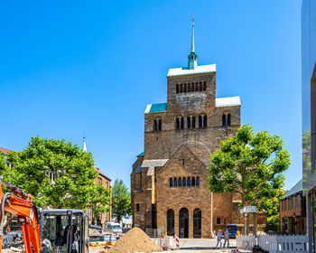 Building against clear blue sky