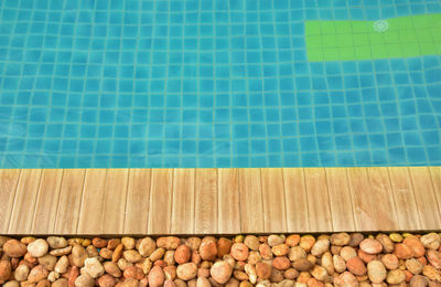 High angle view of pebbles in swimming pool