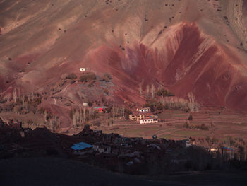 High angle view of buildings in a desert