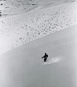 High angle view of woman on beach