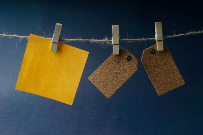 Close-up of clothes drying on clothesline