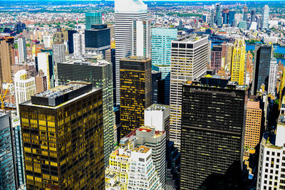 High angle view of buildings in city