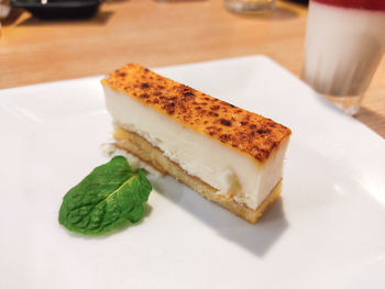 Close-up of cake served on plate