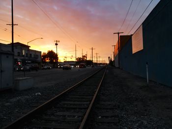 Railroad track at sunset