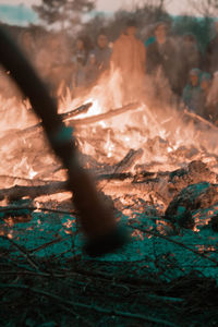 Close-up of fire on wood