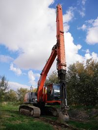 Construction site on field against sky