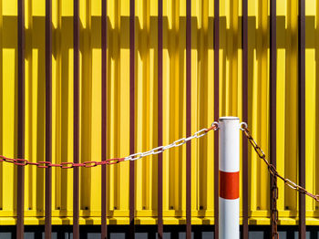 Full frame shot of yellow metal railing