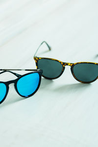 Close-up of eyeglasses on sunglasses
