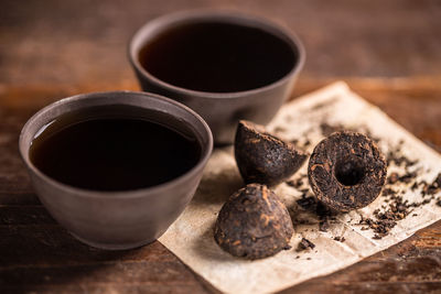 Close-up of coffee on table