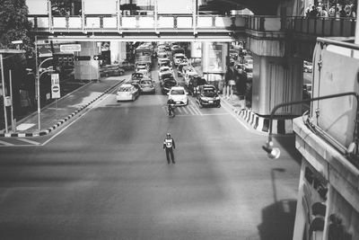 Woman standing in city